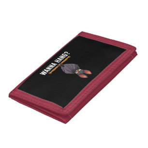 Funny Bat Design For Men Women Nocturnal Bird Bat Trifold Wallet