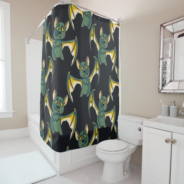 Funny Bat Shower Curtain (In Situ)