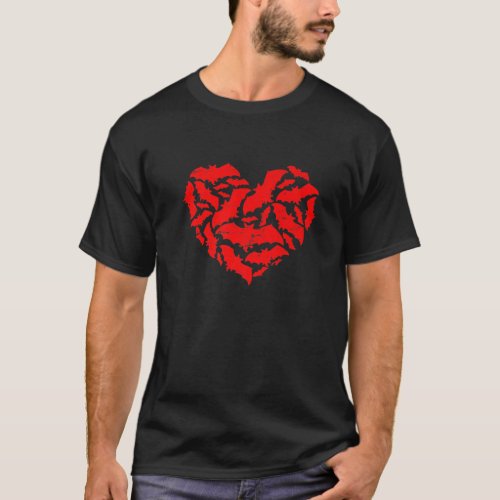 Funny Bat Valentines Day Hearts Couples Love Anima T_Shirt