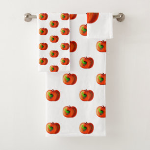 Funny Bath Towel Sets with Happy Apple Worm