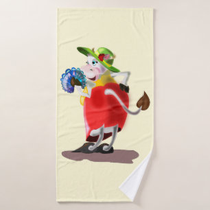 Funny Bath Towel with Modern Cow