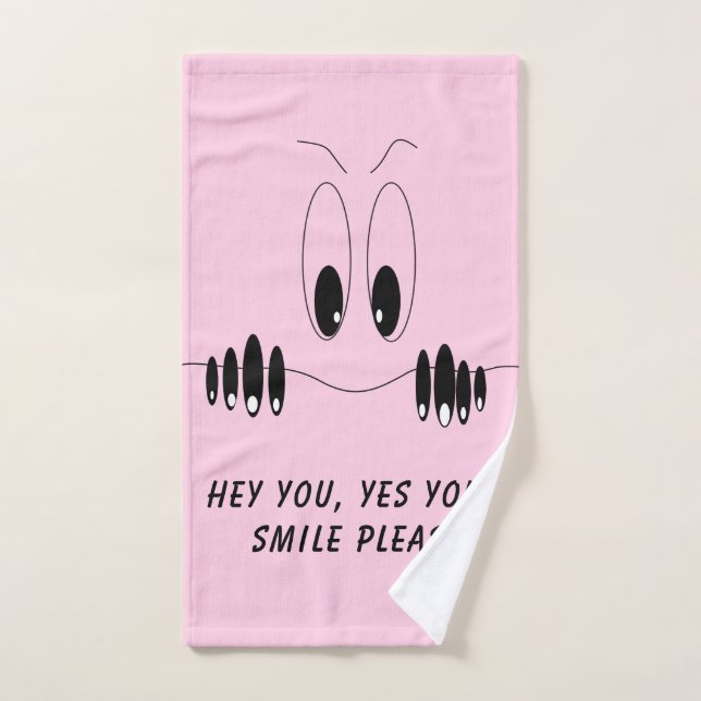 Funny Bath Towels with Curiosity Eyes - Smile (Hand Towel)
