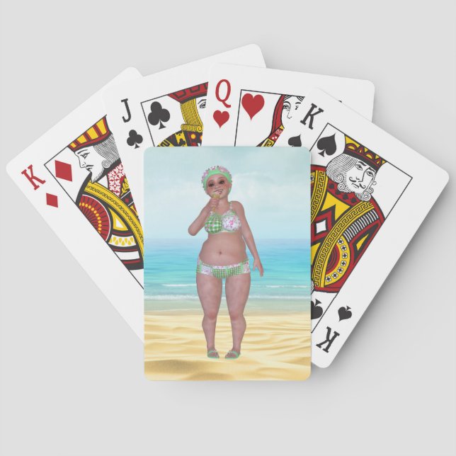 Funny Bathing Beauty Beach Playing Cards (Back)