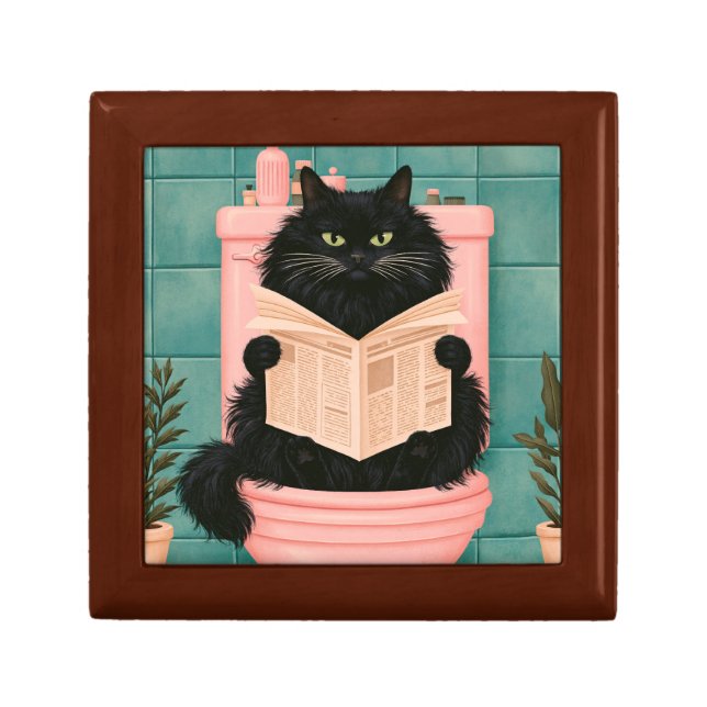 Funny Bathroom Black Cat  Gift Box (Front)