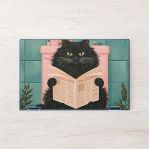 Funny Bathroom Black Cat HP Laptop Skin