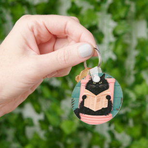 Funny Bathroom Black Cat Keychain