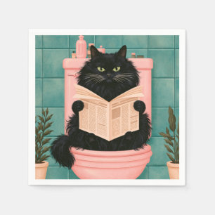 Funny Bathroom Black Cat Napkins