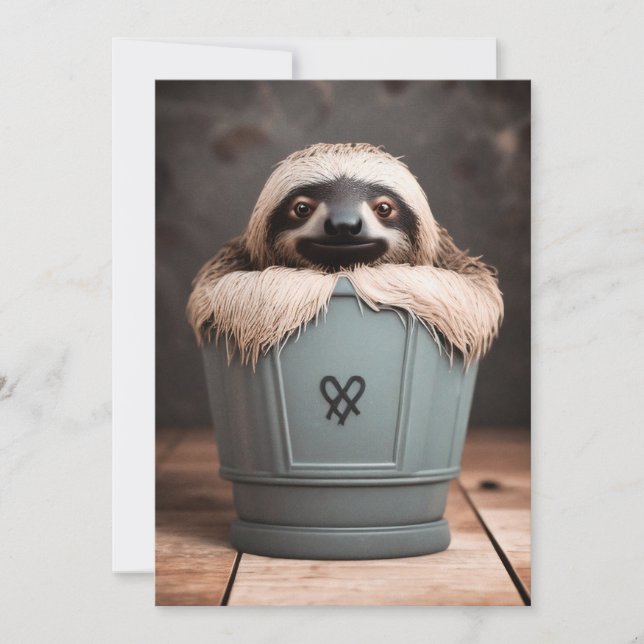 Funny Bathroom Decor Wall Art Sloth Holiday Card (Front)