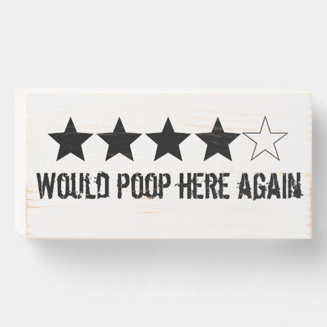 Funny Bathroom Decor Wooden Box Sign (Front Horizontal)