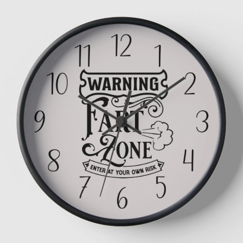 funny bathroom fart zone word art clock