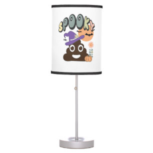 Funny Bathroom Humor Cute Retro Halloween Spooky P Table Lamp