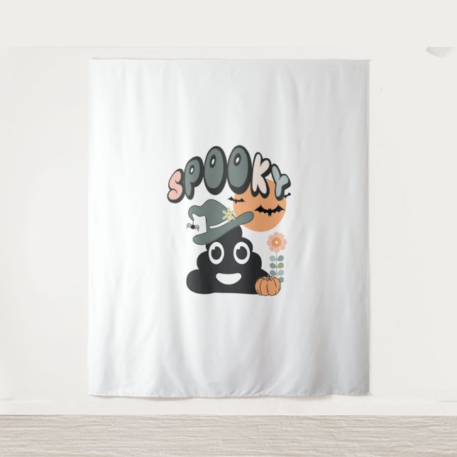 Funny Bathroom Humor Cute Retro Halloween Spooky P Tapestry (Front)