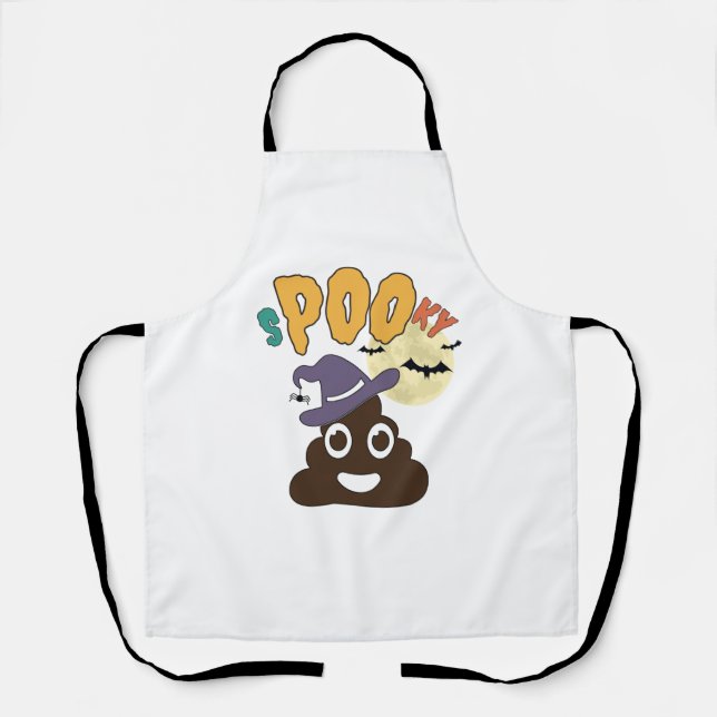 Funny Bathroom Humor Halloween Spooky Poo Design   Apron (Front)