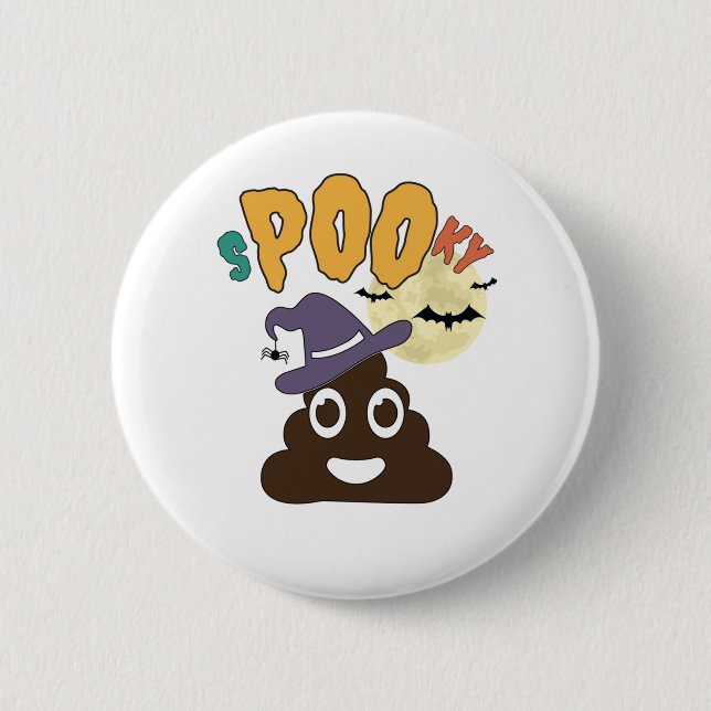 Funny Bathroom Humor Halloween Spooky Poo Design   Button (Front)