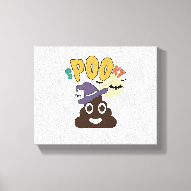 Funny Bathroom Humor Halloween Spooky Poo Design   Canvas Print (Front)