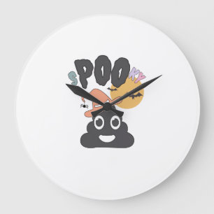Funny Bathroom Humor Halloween Spooky Poo Design   Large Clock