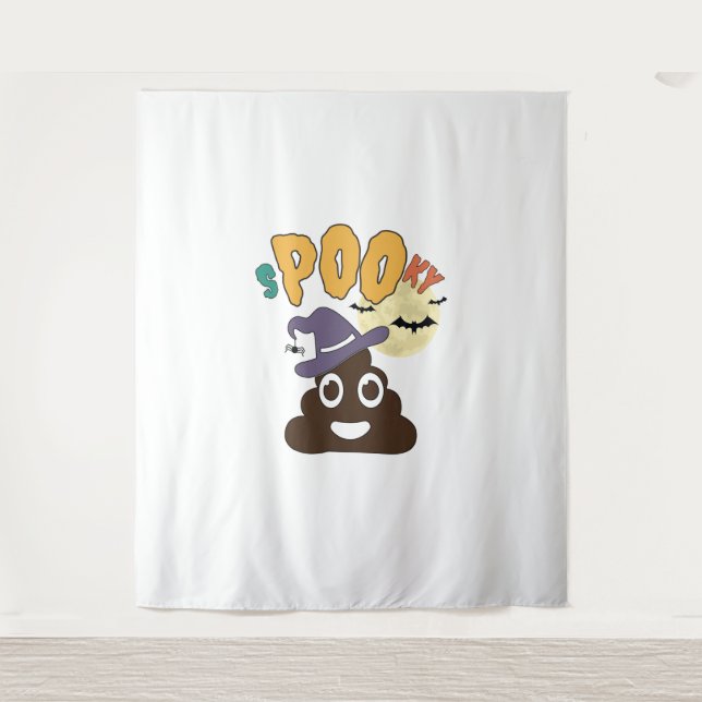 Funny Bathroom Humor Halloween Spooky Poo Design   Tapestry (Front)
