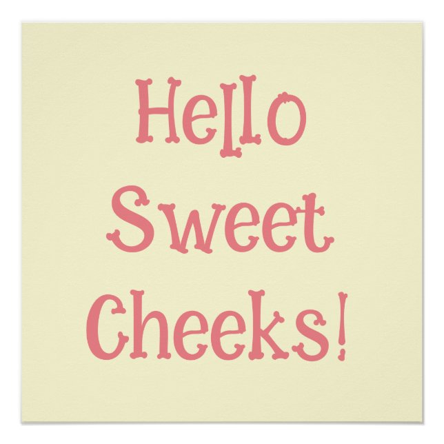 Funny Bathroom Humor Hello Sweet Cheeks  Poster (Front)