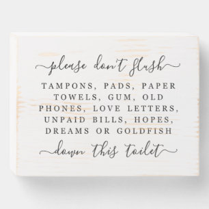 Funny Bathroom Please Do Not Flush Quote Wooden Box Sign
