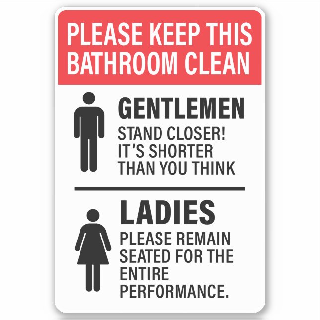 funny bathroom sign sticker (Front)