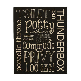 Funny Bathroom Toilet Potty Wooden Wal Art