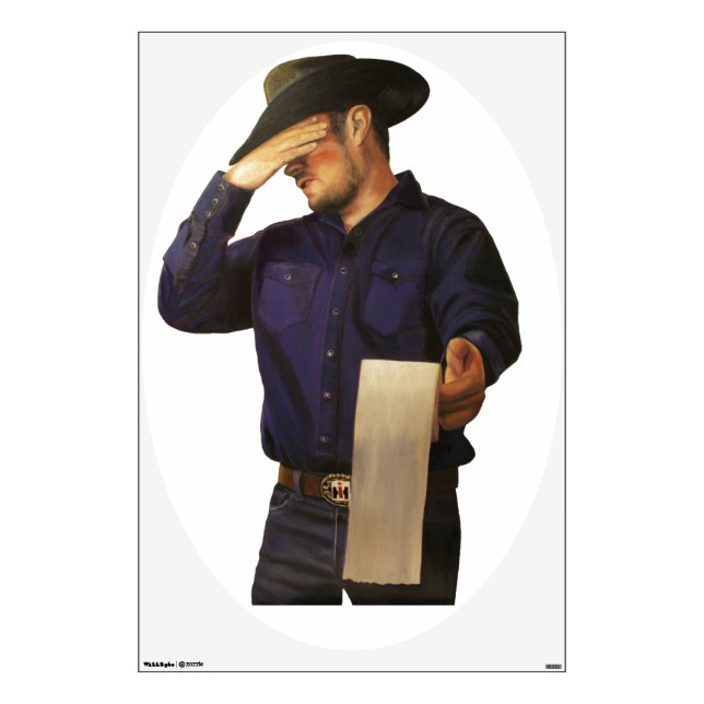 Funny Bathroom Wall Decal - Shy Cowboy (Front)