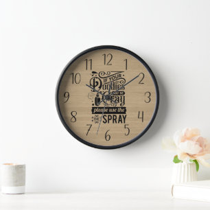 funny bathroom word art clock