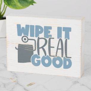 Funny bathroom word art wooden box sign