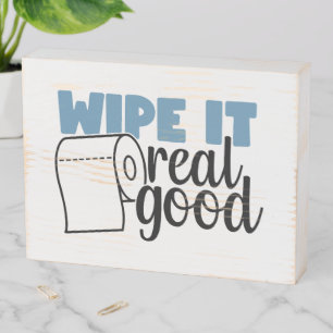 Funny bathroom word art wooden box sign