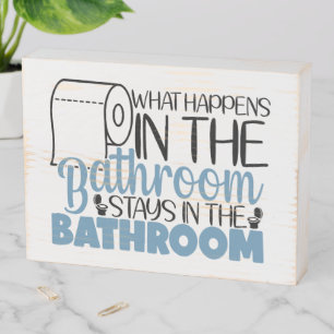 Funny bathroom word art  wooden box sign