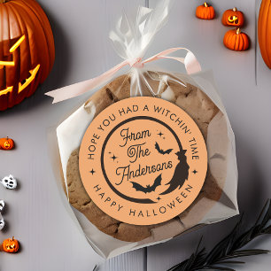 Funny Bats Happy Halloween Party Thank You  Classic Round Sticker