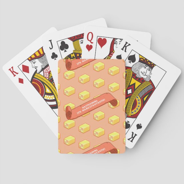 Funny Battenberg Marzipantastic! Pixel Art Pattern Poker Cards (Back)