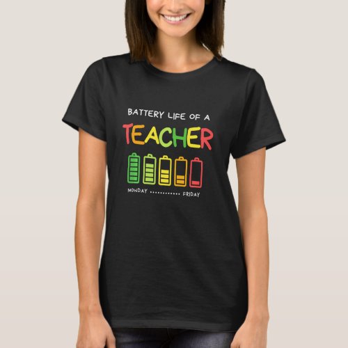 Funny Battery Life Of A Teacher Appreciation Back  T_Shirt