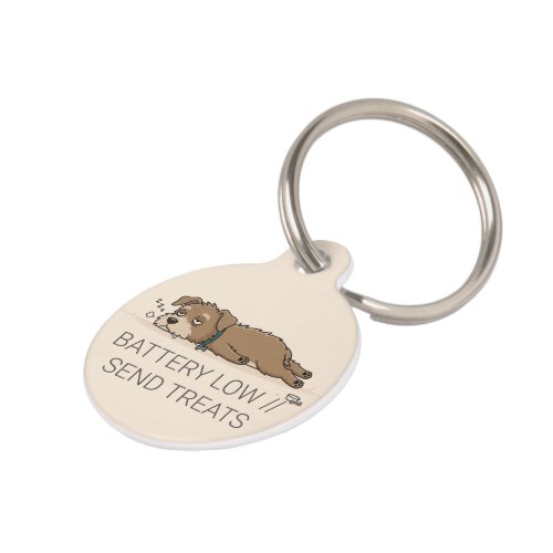 Funny Battery Low Pet ID Tag Cute Lazy Dog Sploot