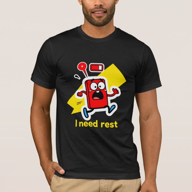 Funny Battery: When Energy Runs Away T-Shirt (Front)