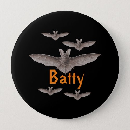 Funny Batty Vintage Bats Black and Orange Pinback  Button