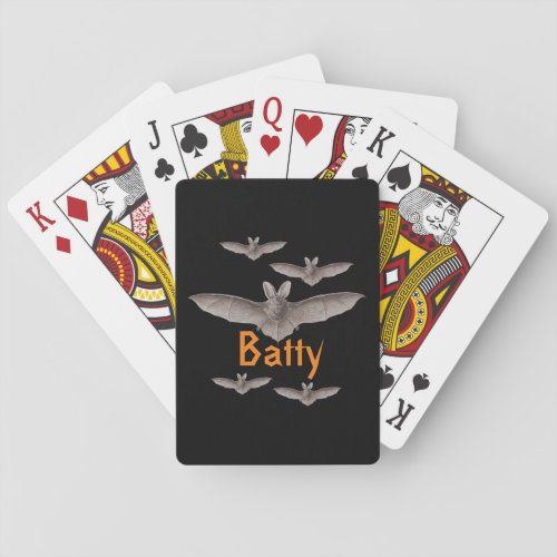 Funny Batty Vintage Bats Black and Orange  Poker Cards