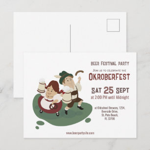 funny Bavarian couple invite to Oktoberfest