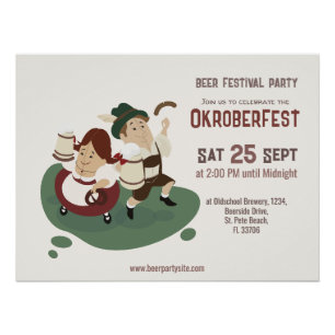 funny Bavarian couple invite to Oktoberfest Sign