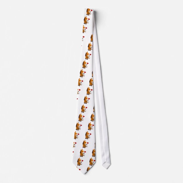 Funny Bay Horse Drinking Red Wine Neck Tie (Front)