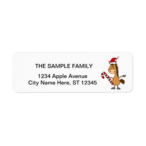 Funny Bay Horse in Santa Hat Christmas Label