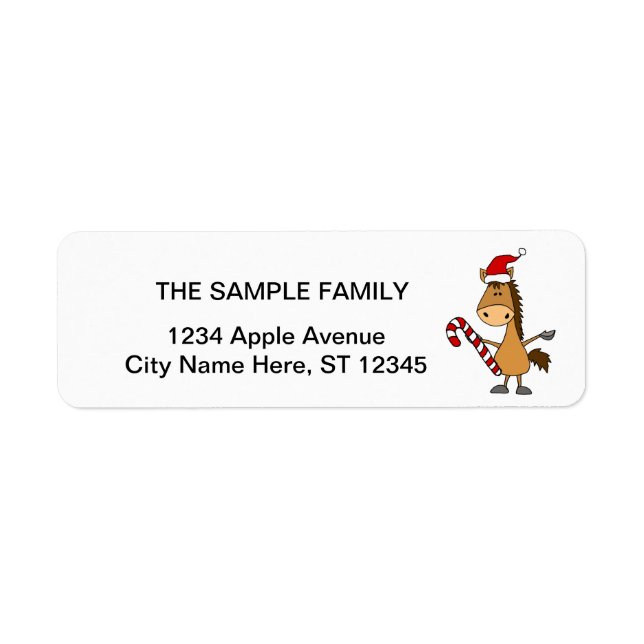 Funny Bay Horse in Santa Hat Christmas Label (Front)