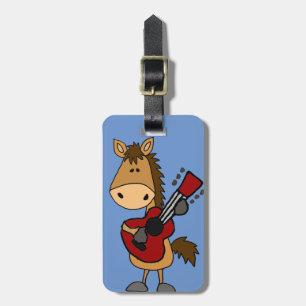 Funny Bay Horse Playing Guitar Art Luggage Tag