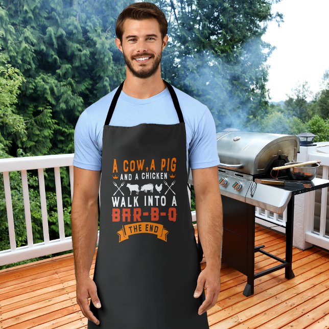 Funny BBQ A Cow A Pig and A Chicken Grilling Apron (Creator Uploaded)