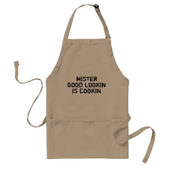 Funny Bbq Apron For Men Mr Good Lookin Is Cookin Zazzle 