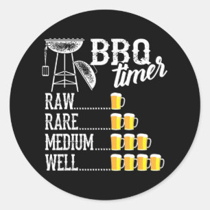 Funny Bbq Art For Men Women Grilling Meat Smoking  Classic Round Sticker