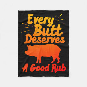 Funny Bbq Art For Men Women Grilling Meat Smoking Fleece Blanket