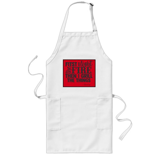 Funny BBQ Backyard Grill Humor Quote Personalize Long Apron (Front)