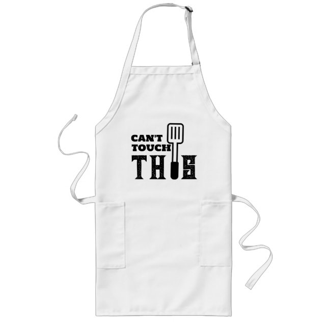 Funny BBQ Chef Apron with Pockets Can't Touch This (Front)