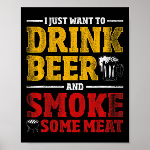 Funny Bbq Chef Beer Smoked Meat Lover Gift Grillin Poster